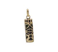 Pendentif Tiki 3cm en véritable plaqué or 18 carats insert noir