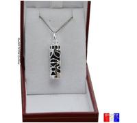 Pendentif tiki amulette porte bonheur en argent 925 massif et sa chaine 50cm et boite coffret tahiti TIKI