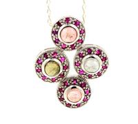Pendentif Tourmaline Multicolores & Ru rgent 925 + Chaine En Argent 925.