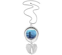 Pendentif Tower Bridge Londres Angleterre Grande-Bretagne Royaume-Uni Ailes d'ange Rotation Collier Bijoux