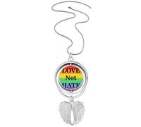 Pendentif transgenre Bisexuels Love Not Hate LGBT Ailes d'ange Rotation Collier Bijoux