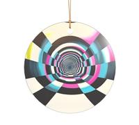 Pendentif tunnel fantaisie de Noël avec cordon doré incassable à suspendre pour arbre, cadeau de forme ronde