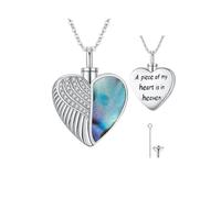 Pendentif urne en argent 925 - Chaîne pour cendres - Pendentif ailes d'ange - Cœur - Cadeau pour femme - Chien, /, Argent sterling, Pas de gemme