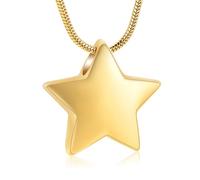 Pendentif urne funéraire en forme d'étoile pour femme - Kit de remplissage inclus, Acier inoxydable, Pas de gemme