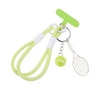 Pendentif vert robuste en forme de raquette de tennis, accessoire de sac pour un look décontracté ou sportif