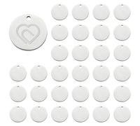 Pendentif Vierge en Aluminium 30 Pièces 23 Mm Vierge Ronde en Acier Inoxydable Acier Inoxydable Estampage Étiquettes Plat Rond Gravé Tag Pendentif pour Bijoux Clé Pet Dog Tags Making and Crafts Diy