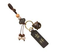 Pendentif Voiture, AR Peach Wood Pendant Bell Car Keychain Multicolor(Black)
