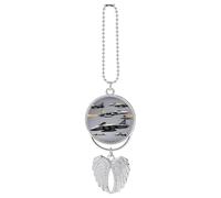 Pendentif voiture avions de combat avions, miroir de rétroviseur suspendu, décoration automatique pour rétroviseur, porte-clés style argenté
