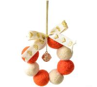 Pendentif voiture en feutre de laine avec couronne de clochette pour ajouter une prospérité symbolique et une décoration festive (D)