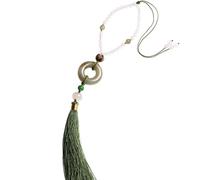 Pendentif Voiture, Peach Wood Car Key Pendant with Natural Jade Safety Buckle for Rearview Mirror Sapphire