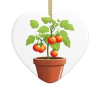 Pendentif YYHWHJDE en céramique pour sapin de Noël - Petites tomates dans un pot de fleurs - Conçu spécifiquement pour les vacances - 7,9 x 7,9 cm