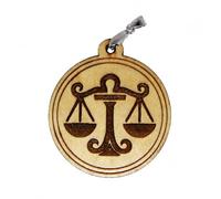 Pendentif Zodiaque Bellier - Bois de Tilleul et Noyer - Gravure et Découpe Laser - Verni à la Main - Finition Cire d’Antiquaire - Fabrication Artisanale Française - 40 mm - avec cordon (Bellier)
