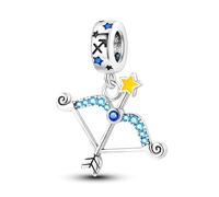 Pendentif zodiaque phosphorescent pour anniversaire, date de naissance, signe astrologique, constellation, en argent sterling 925, compatible avec les bracelets à breloques Pandora Moments, 4mm Hole