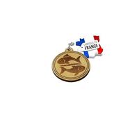 Pendentif Zodiaque Poisson - Bois de Tilleul et Noyer - Gravure et Découpe Laser - Verni à la Main - Finition Cire d’Antiquaire - Fabrication Artisanale Française - 40 mm - Sans Chaîne ni Cordon