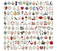 Pendentifs à Breloques en Email,150 Pièces Mélangé Charms Pendentifs,Breloques Assorties Plaquées Or Émaillées pour Collier Pendentifs,Boucles D'oreilles Fabrication de Bijoux et L'artisanat DIY (B1)