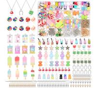 Pendentifs Charms en Résine, Kit Perles pour Bracelets Style Boisson Sirène Ours, Boucles d'oreilles Bracelet Collier Bricolage pour Cadeau Bijoux Enfants Fille Jouet Fille (105pcs)