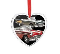 Pendentifs classiques en verre en forme de cœur pour décoration de Noël, décorations à suspendre pour sapin de Noël, décorations en cristal photo personnalisées pour couples, famille