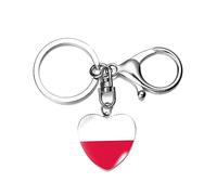 Pendentifs Coeur Porte-Clés,Créatif Rouge Et Blanc Polonais Porte-Clés De Drapeau,Sac De Voiture Portefeuille Ornements Artisanat Accessoire Décoration Verre Mode Homard Fermoir Bijoux Cadeau