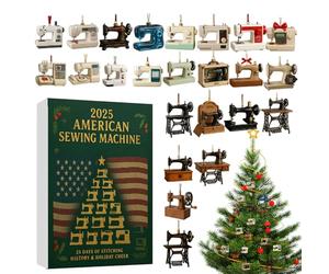 Pendentifs de l'Avent 2025 en acrylique 2D pour machine à coudre | Calendrier de l'Avent de 24 jours | Pour les amateurs d'artisanat, de matelassage, d'artistes textiles, porte d'entrée, bureau, salon