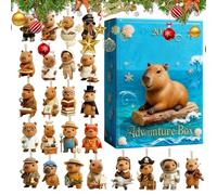 Pendentifs de l'Avent de Noël en acrylique 2D | Compte à rebours Capybara de 24 jours | pour salle de classe, vacances, fête, tradition, célébration d'hiver, poignée de porte, sac à dos