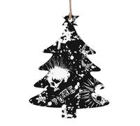 Pendentifs de Noël à suspendre en bois avec motif tête de mort punk Blanc