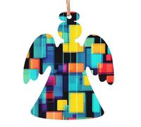 Pendentifs de Noël en bois imprimés avec diagramme de géométrie carrée, simples et respectueux de l'environnement, décorations de vacances