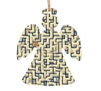 Pendentifs de Noël en bois imprimés carte au trésor labyrinthe, simples et respectueux de l'environnement, décorations de vacances