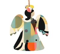 Pendentifs de Noël en bois imprimés chat moderne du milieu du siècle, simples et respectueux de l'environnement, décorations de vacances