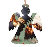 Pendentifs de Noël en bois imprimés coq et poulet, simples et respectueux de l'environnement, décorations de vacances