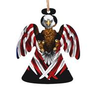 Pendentifs de Noël en bois imprimés drapeau des États-Unis, simples et respectueux de l'environnement, décorations de vacances