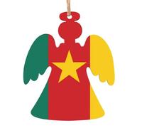 Pendentifs de Noël en bois imprimés drapeau du Cameroun, simples et respectueux de l'environnement, décorations de vacances