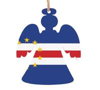 Pendentifs de Noël en bois imprimés drapeau du Cap-Vert, simples et respectueux de l'environnement, décorations de vacances