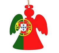 Pendentifs de Noël en bois imprimés drapeau portugais, simples et respectueux de l'environnement, décorations de vacances