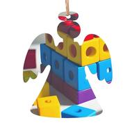 Pendentifs de Noël en bois imprimés en blocs de construction colorés, simples et respectueux de l'environnement, décorations de vacances