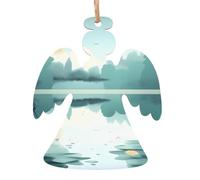 Pendentifs de Noël en bois imprimés feuilles tombées sur un lac tranquille, simples et respectueux de l'environnement, décorations de vacances