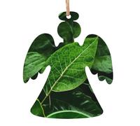Pendentifs de Noël en bois imprimés feuilles vertes, simples et respectueux de l'environnement, décorations de vacances