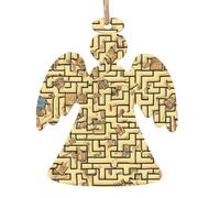 Pendentifs de Noël en bois imprimés labyrinthe, simples et respectueux de l'environnement, décorations de vacances
