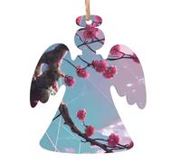 Pendentifs de Noël en bois imprimés petites fleurs roses, simples et respectueux de l'environnement, décorations de vacances