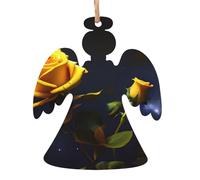 Pendentifs de Noël en bois imprimés roses jaunes nuit étoilée, simples et respectueux de l'environnement, décorations de vacances