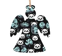 Pendentifs de Noël en bois imprimés visage de panda noir et blanc, simples et respectueux de l'environnement, décorations de vacances