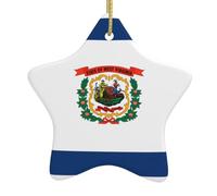 Pendentifs de Noël en céramique en forme d'étoile avec trous perforés et cordes dorées pour une suspension facile