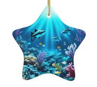 Pendentifs de Noël en céramique en forme d'étoile avec trous perforés et cordes dorées pour une suspension facile
