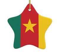 Pendentifs de Noël en céramique en forme d'étoile avec trous perforés et cordes dorées pour une suspension facile