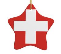 Pendentifs de Noël en céramique en forme d'étoile avec trous perforés et cordes dorées pour une suspension facile