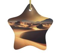 Pendentifs de Noël en céramique en forme d'étoile du désert du Sahara, tous avec trous perforés et cordes dorées pour une suspension facile