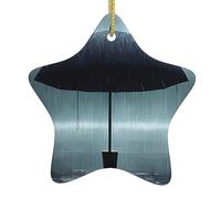 Pendentifs de Noël en céramique en forme d'étoile en forme de parapluie noir avec trous perforés et cordes dorées pour une suspension facile