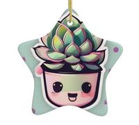 Pendentifs de Noël en céramique en forme d'étoile souriante, tous avec trous perforés et cordes métalliques dorées pour une suspension facile