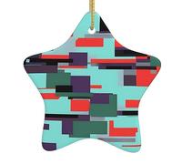 Pendentifs de Noël en céramique en forme d'étoile, tous avec trous perforés et cordes dorées pour une suspension facile