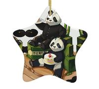 Pendentifs de Noël en céramique en forme d'étoile, tous avec trous perforés et cordes dorées pour une suspension facile