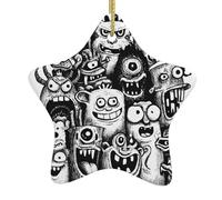 Pendentifs de Noël en céramique motif monstres en forme d'étoile, adaptés pour les centres commerciaux, les maisons et autres lieux de Noël.